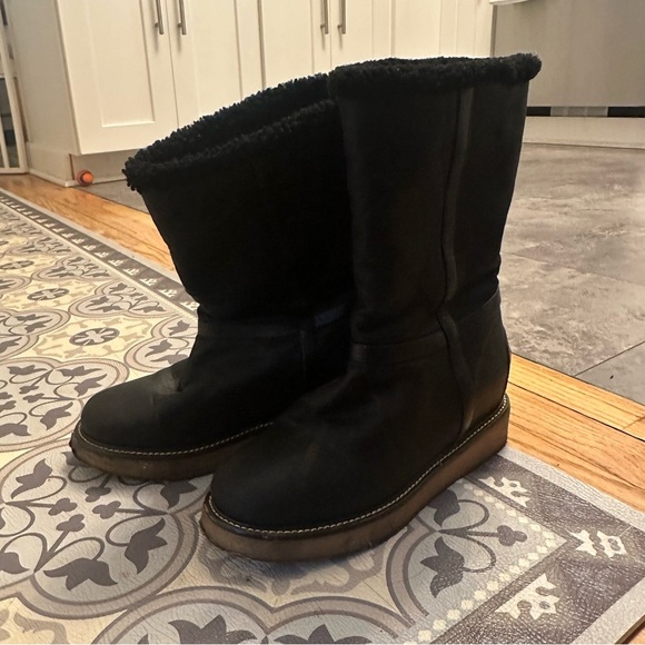 Salvatore Ferragamo Black Leather Winter Boots Size 7 - Picture 9 of 15